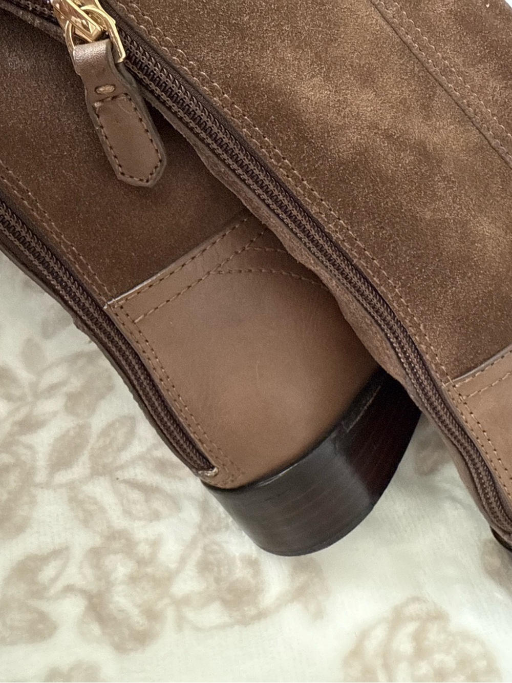 EUC Tory Burch Simone Suede Leather Over The Knee Riding Boots Logo Back Zip - Picture 10 of 14